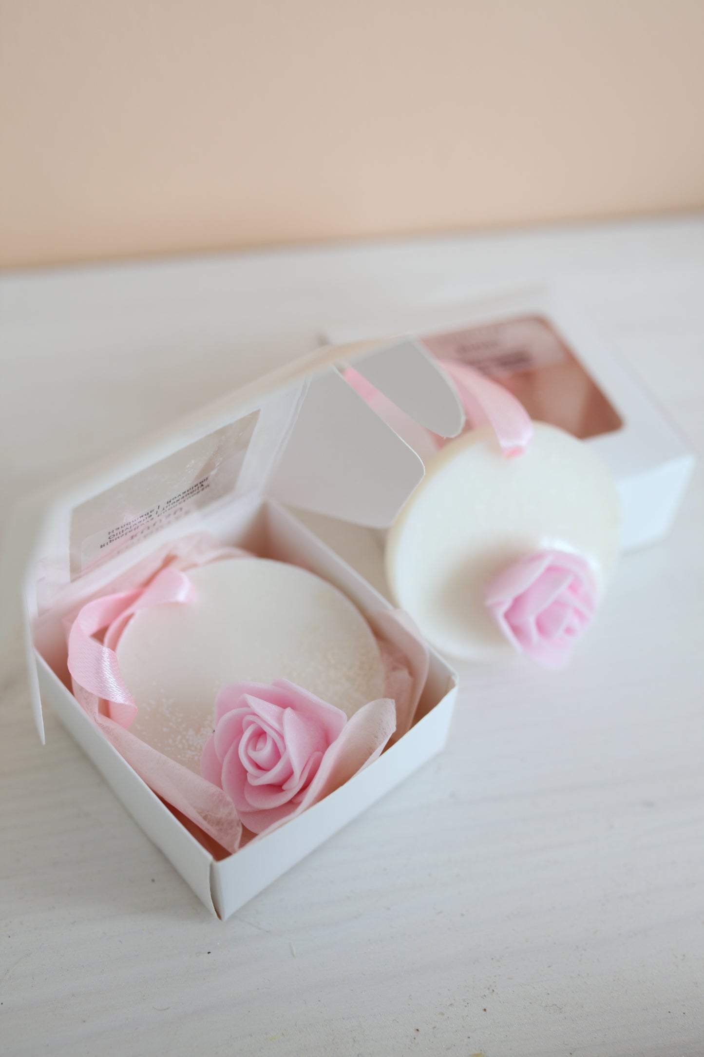 Rose-scented fragrance bar in a box