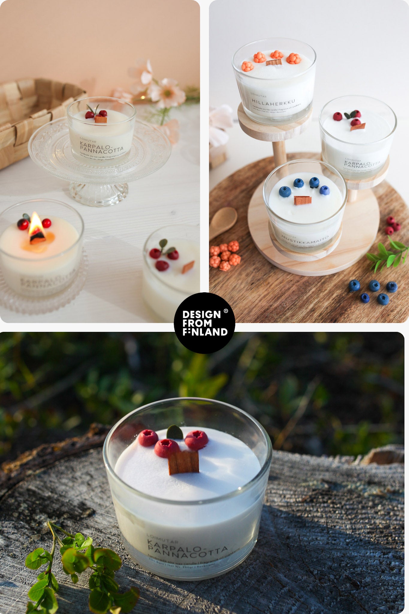 Holzherzkerze Cranberry Pannacotta