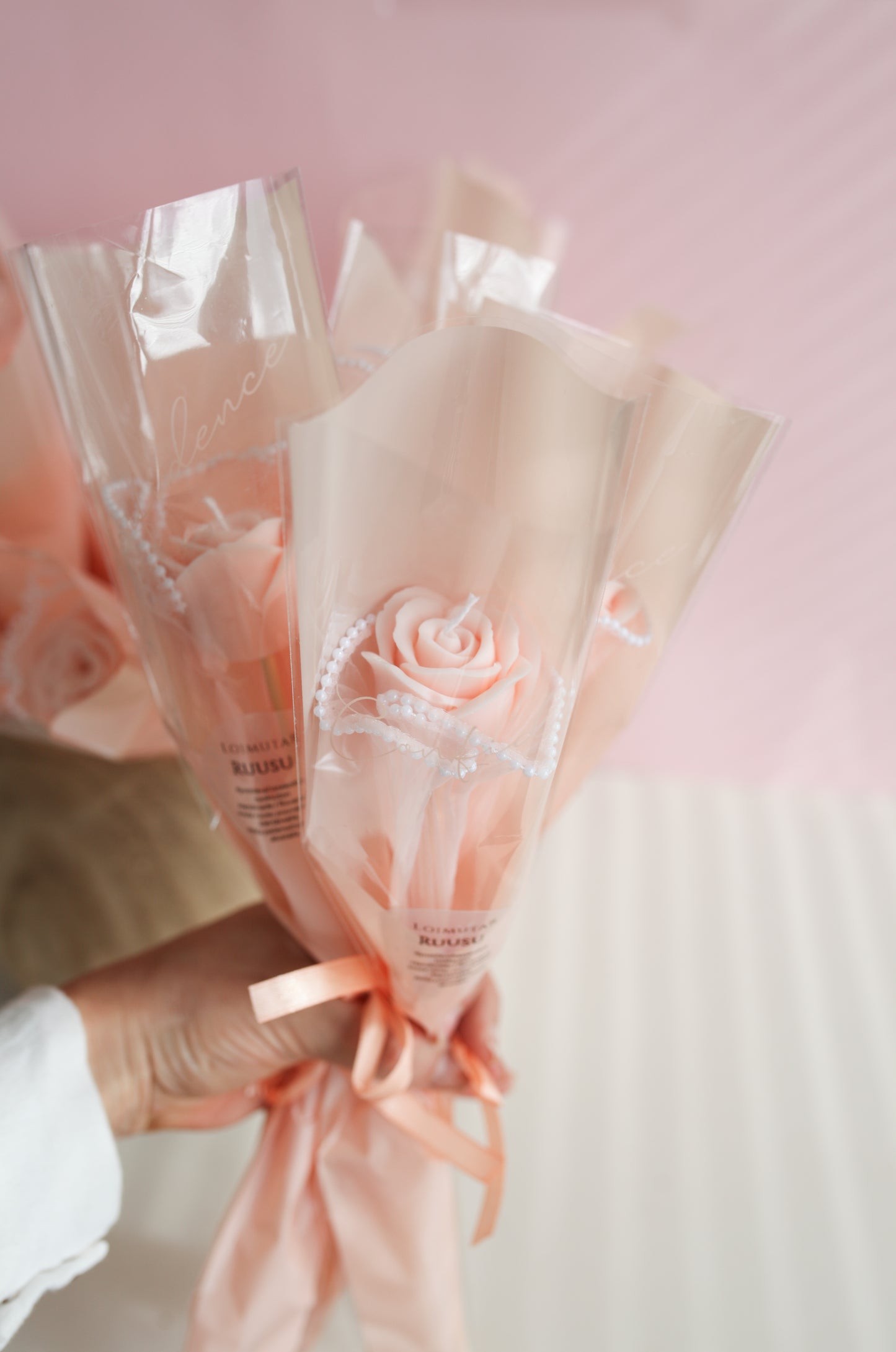 Individually wrapped pearl rose