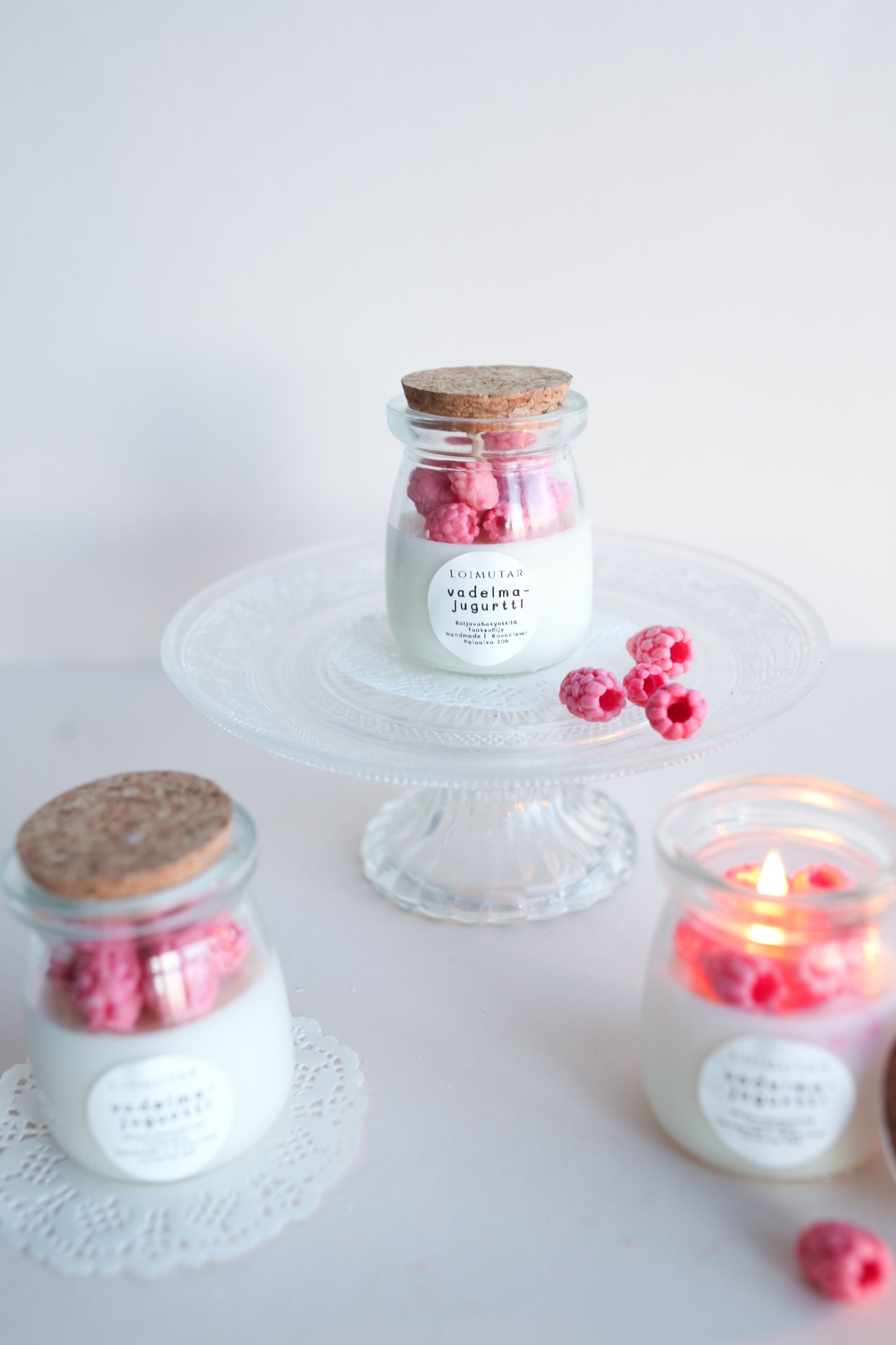 Vadelmajugurtti kynttilä