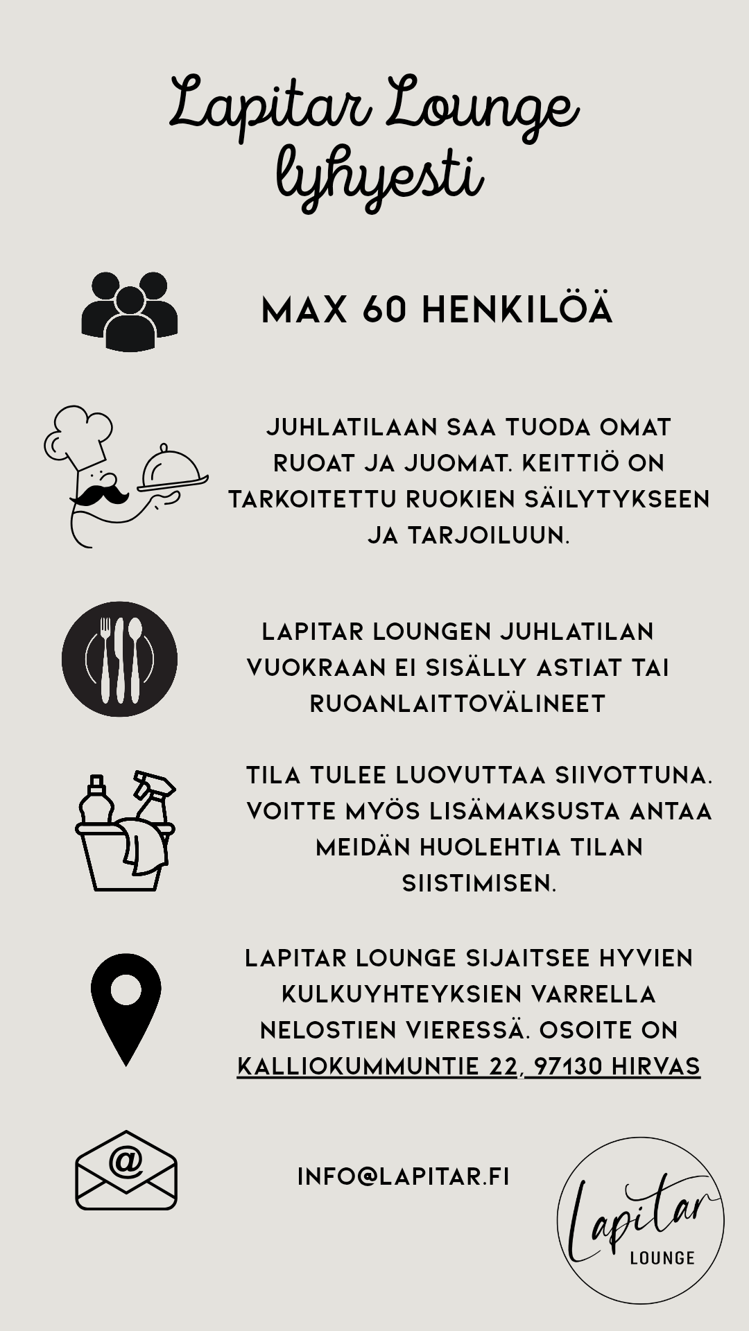 Lapitar Lounge - juhlatilan vuokraus