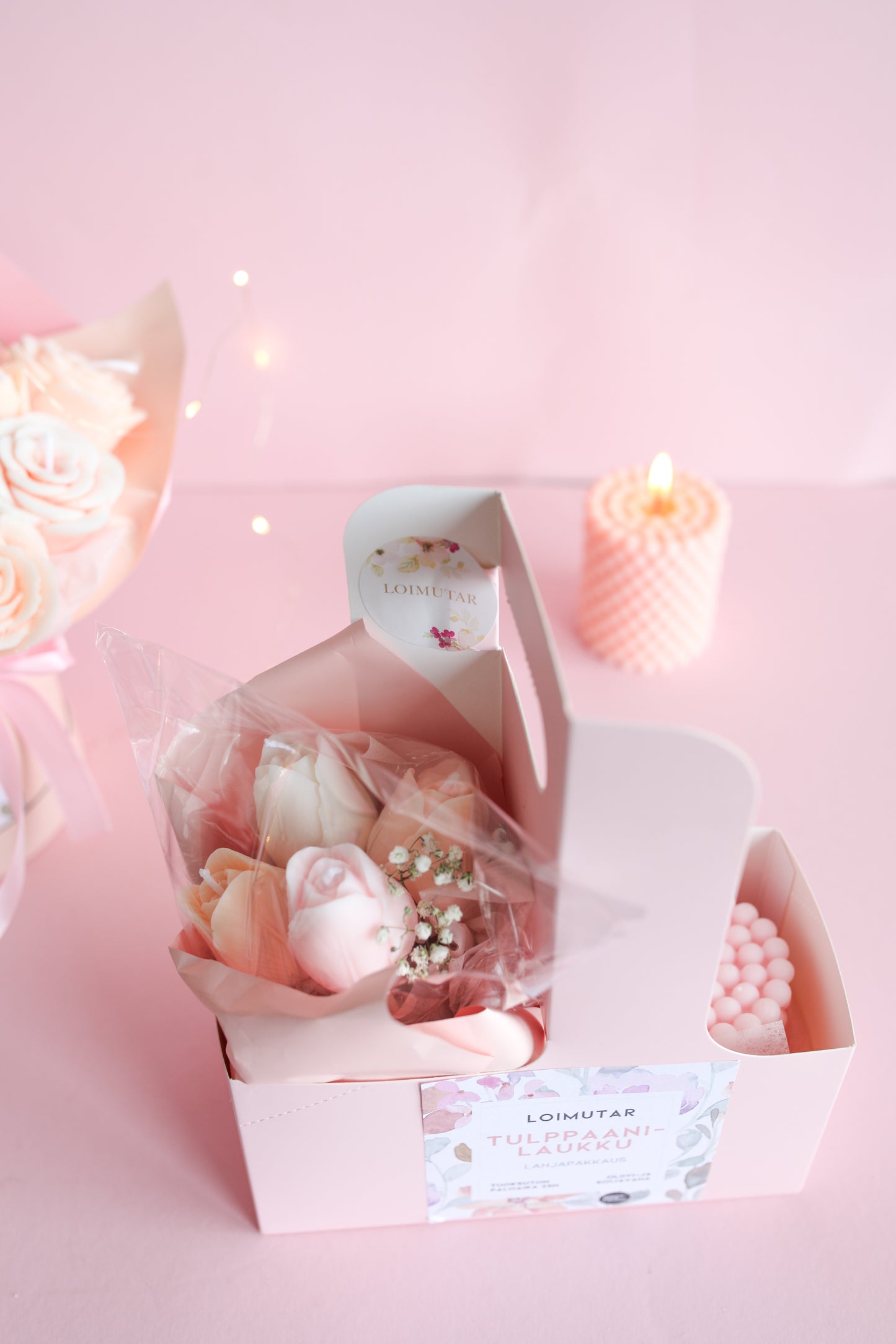 Kynttilä, vaaleanpunainen, tulppaani