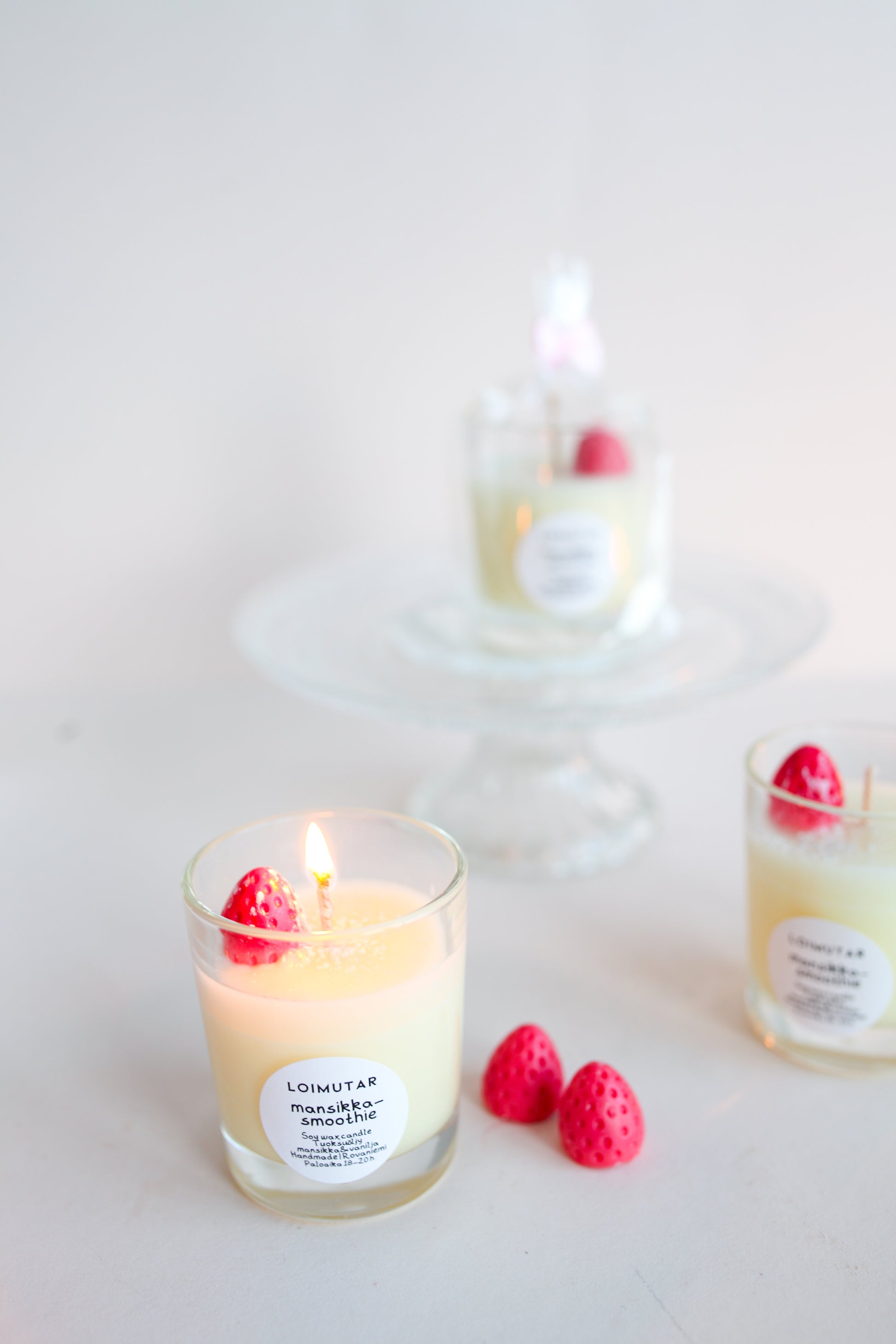 Mansikkasmoothie kynttilä